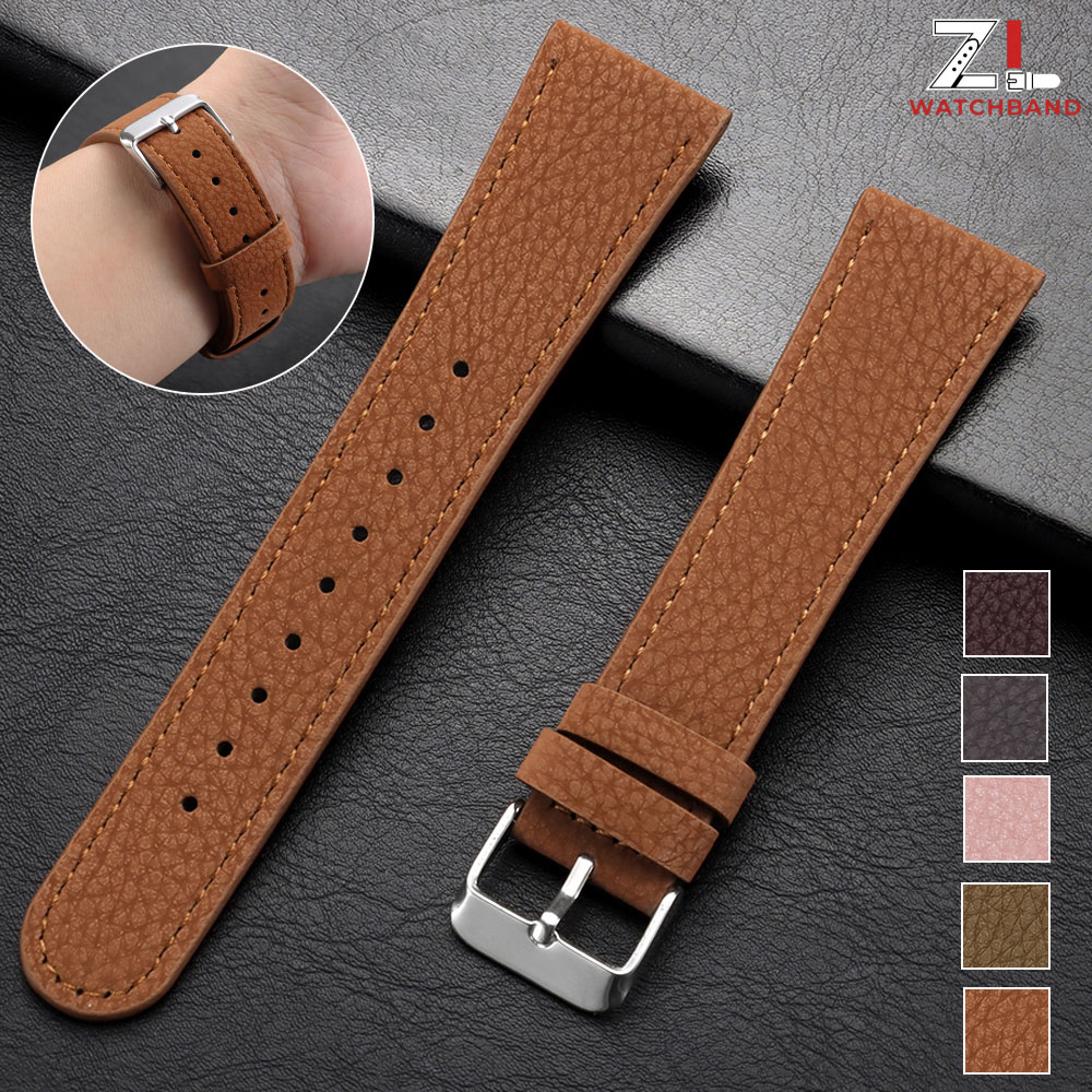 Smartwatch Purple Watches For Women - Lychee Pattern Leather Watchstrap 22mm Watchband