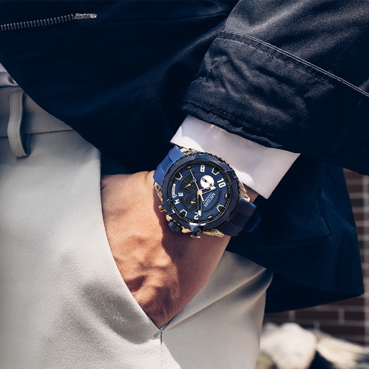 MEGIR 48MM Dial Chronograph Me - Chronograph Sport Watch 评论和价格