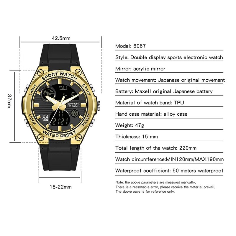 SANDA Brand G Style LED Digita - Chronograph Sport Watch 评论和价格