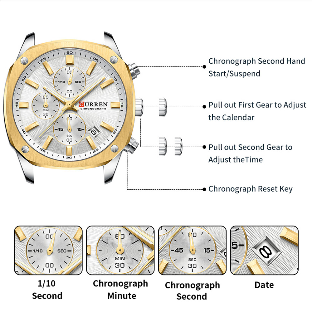 CURREN Modern Men's 42mm Sport - Chronograph Sport Watch 评论和价格